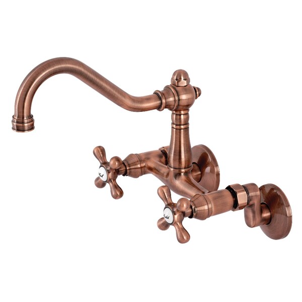 KS322AXAC Vintage 6" Adjustable Center Wall Mnt Kitchen Faucet, Copper